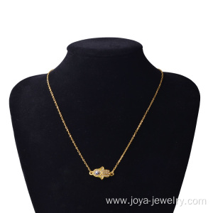 Gold Hand of Fatima Alloy Pendant Necklace